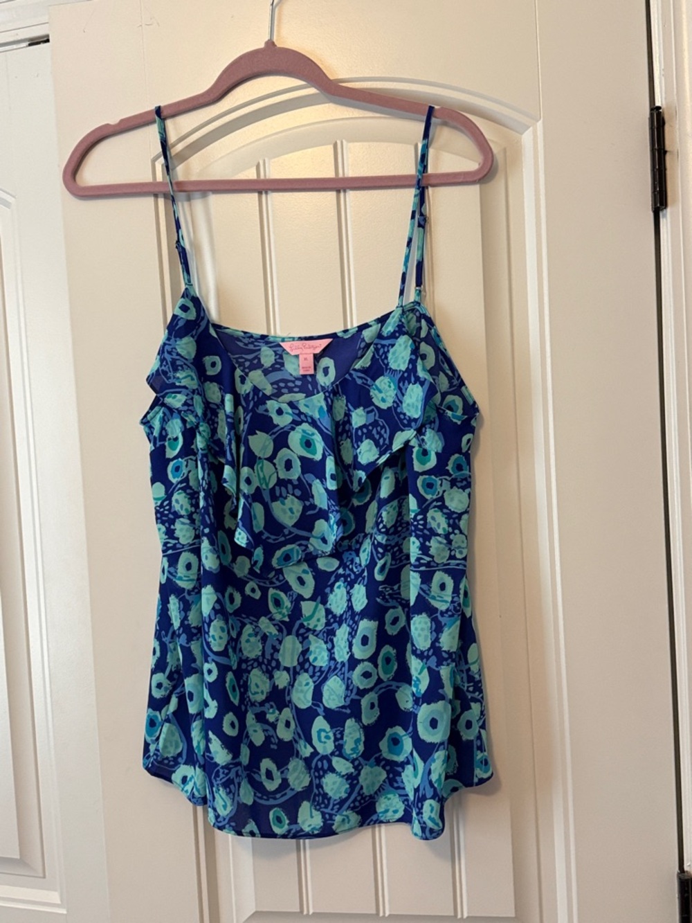 Lilly Pulitzer Navy & Teal Floral Ruffle Cami